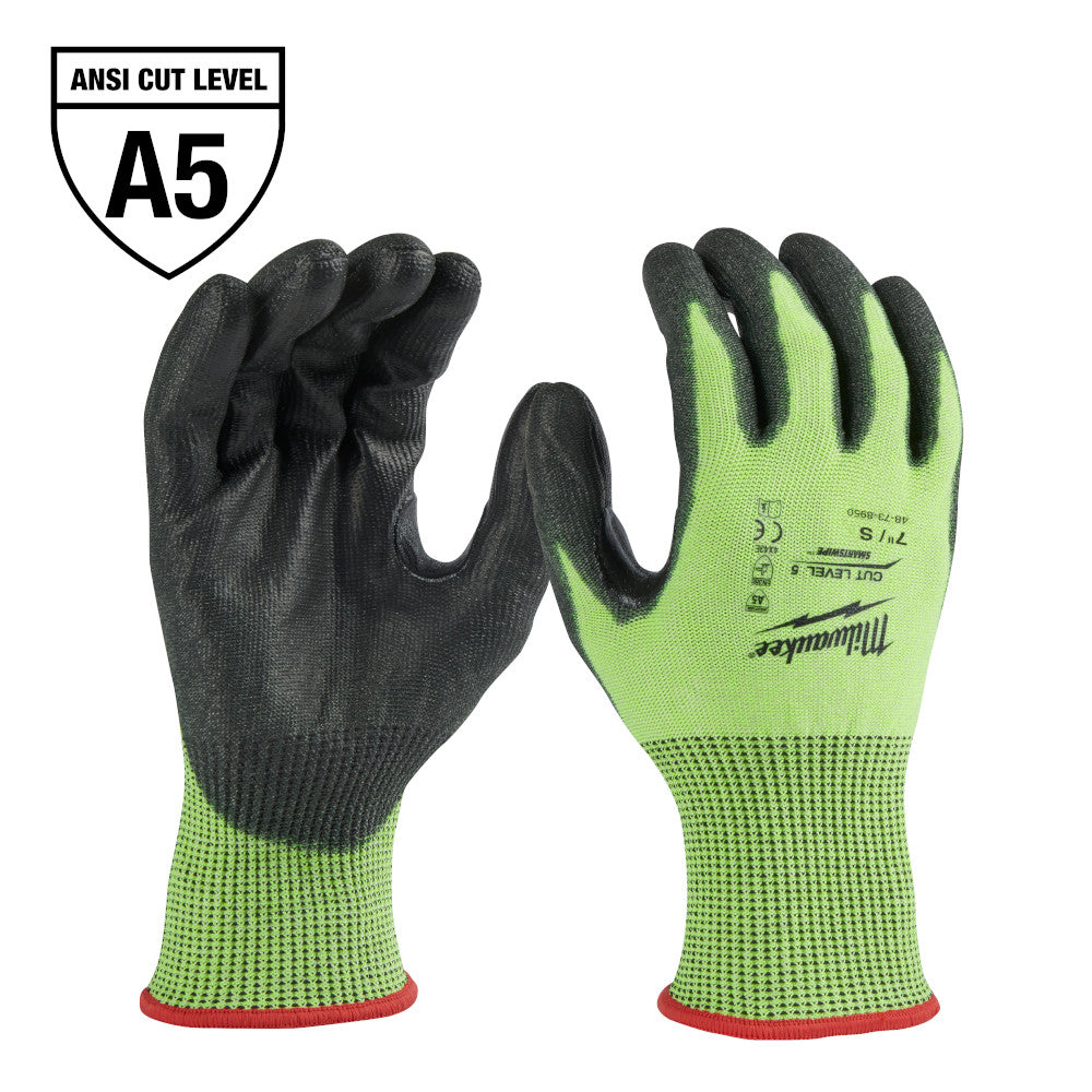 Milwaukee Hi-Vis Cut 5 Dipped Glove Sm